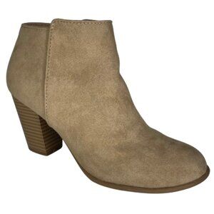 Old Navy Women's Caramel Faux Sueded Block-Heel Side Zipper Booties Sz 7